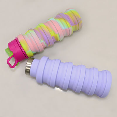 ขวดน้ำซิลิโคนแบบพับได้ปลอดสาร BPA สำหรับกีฬากลางแจ้ง ความจุ 500มล
