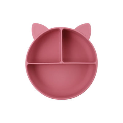 อาหารเกรดซิลิโคนเด็กแมว แบ่งจานอาหาร Bowl การ์ตูน Fox จานดูด