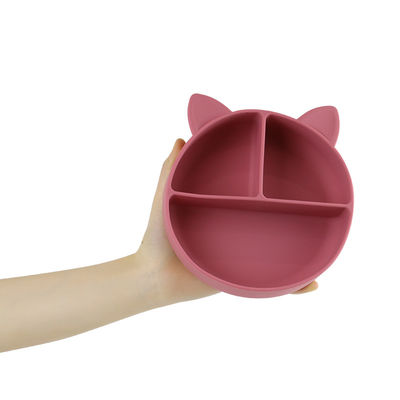 อาหารเกรดซิลิโคนเด็กแมว แบ่งจานอาหาร Bowl การ์ตูน Fox จานดูด