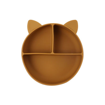 อาหารเกรดซิลิโคนเด็กแมว แบ่งจานอาหาร Bowl การ์ตูน Fox จานดูด
