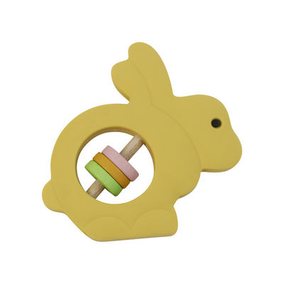 ของเล่นเด็กซิลิโคนเป็นมิตรกับสิ่งแวดล้อม Rattle Rabbit Shape สำหรับเด็กวัยหัดเดิน