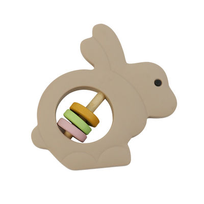 ของเล่นเด็กซิลิโคนเป็นมิตรกับสิ่งแวดล้อม Rattle Rabbit Shape สำหรับเด็กวัยหัดเดิน