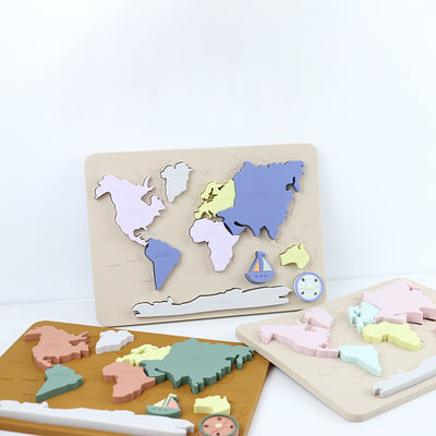 แผนที่โลกซิลิโคนปริศนาเด็กส่วนบุคคลสำหรับเด็กวัยหัดเดิน Montessori การศึกษา
