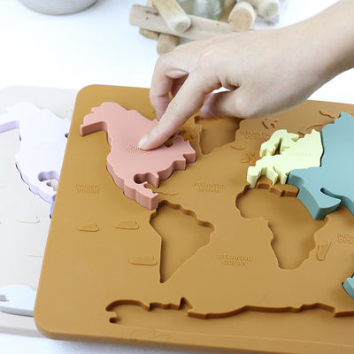 แผนที่โลกซิลิโคนปริศนาเด็กส่วนบุคคลสำหรับเด็กวัยหัดเดิน Montessori การศึกษา