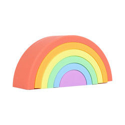 ของเล่นซิลิโคนอ่อนนุ่มแบบกำหนดเอง Rainbow Stacking สำหรับการศึกษาของทารก