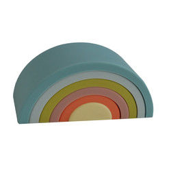 ของเล่นซิลิโคนอ่อนนุ่มแบบกำหนดเอง Rainbow Stacking สำหรับการศึกษาของทารก