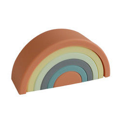 ของเล่นซิลิโคนอ่อนนุ่มแบบกำหนดเอง Rainbow Stacking สำหรับการศึกษาของทารก
