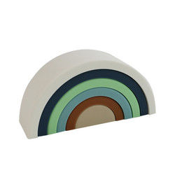 ของเล่นซิลิโคนอ่อนนุ่มแบบกำหนดเอง Rainbow Stacking สำหรับการศึกษาของทารก