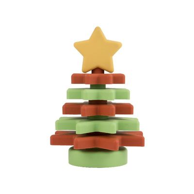 คริสต์มาสซิลิโคน Star Stacker BPA ฟรีเป็นมิตรกับสิ่งแวดล้อมสำหรับการศึกษาของเด็ก