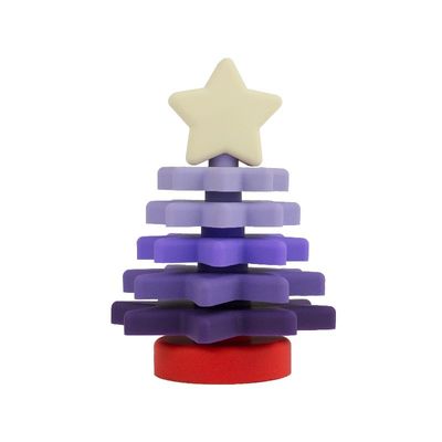 คริสต์มาสซิลิโคน Star Stacker BPA ฟรีเป็นมิตรกับสิ่งแวดล้อมสำหรับการศึกษาของเด็ก