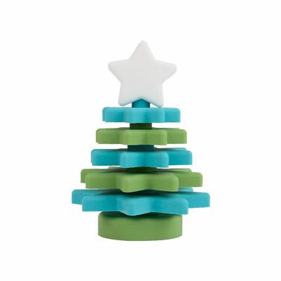 คริสต์มาสซิลิโคน Star Stacker BPA ฟรีเป็นมิตรกับสิ่งแวดล้อมสำหรับการศึกษาของเด็ก