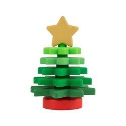 คริสต์มาสซิลิโคน Star Stacker BPA ฟรีเป็นมิตรกับสิ่งแวดล้อมสำหรับการศึกษาของเด็ก