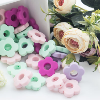 ดอกไม้หลุมซิลิโคนฟันลูกปัด 4.5 ซม.สำหรับ DIY Pacifier คลิปเคี้ยวสร้อยคอ