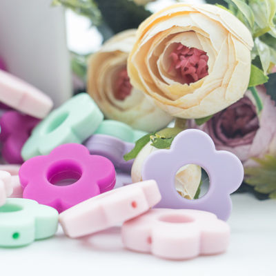 ดอกไม้หลุมซิลิโคนฟันลูกปัด 4.5 ซม.สำหรับ DIY Pacifier คลิปเคี้ยวสร้อยคอ