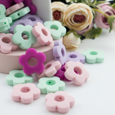 ดอกไม้หลุมซิลิโคนฟันลูกปัด 4.5 ซม.สำหรับ DIY Pacifier คลิปเคี้ยวสร้อยคอ