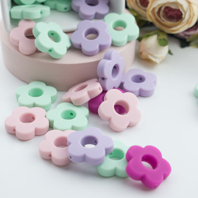 ดอกไม้หลุมซิลิโคนฟันลูกปัด 4.5 ซม.สำหรับ DIY Pacifier คลิปเคี้ยวสร้อยคอ