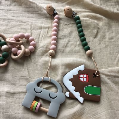 สร้อยข้อมือลูกปัดซิลิโคนแบบกำหนดเองสำหรับเด็กทารกเด็กเล่น