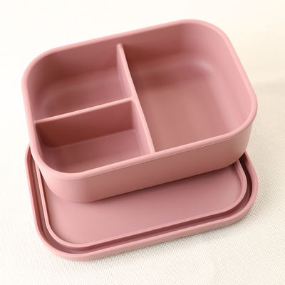 ภาชนะบรรจุอาหารกลางวันซิลิโคน 3 ช่อง, กล่องอาหารกลางวัน Bento ซิลิโคนแบบใช้ซ้ำได้ป้องกันการรั่ว