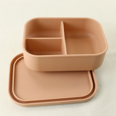 ภาชนะบรรจุอาหารกลางวันซิลิโคน 3 ช่อง, กล่องอาหารกลางวัน Bento ซิลิโคนแบบใช้ซ้ำได้ป้องกันการรั่ว