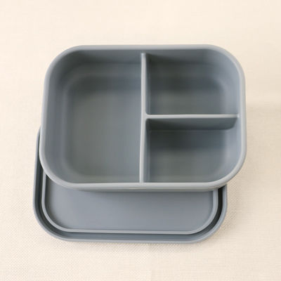 ภาชนะบรรจุอาหารกลางวันซิลิโคน 3 ช่อง, กล่องอาหารกลางวัน Bento ซิลิโคนแบบใช้ซ้ำได้ป้องกันการรั่ว