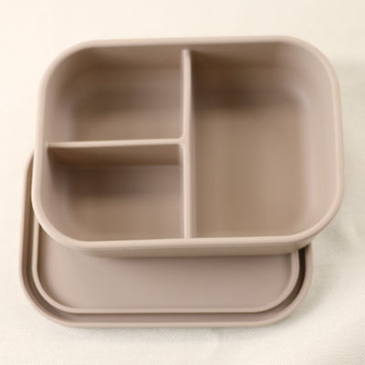 ภาชนะบรรจุอาหารกลางวันซิลิโคน 3 ช่อง, กล่องอาหารกลางวัน Bento ซิลิโคนแบบใช้ซ้ำได้ป้องกันการรั่ว