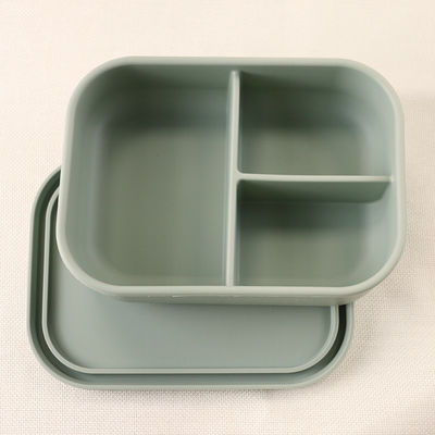 ภาชนะบรรจุอาหารกลางวันซิลิโคน 3 ช่อง, กล่องอาหารกลางวัน Bento ซิลิโคนแบบใช้ซ้ำได้ป้องกันการรั่ว