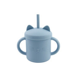 ถ้วยซิลิโคนเกรดอาหารเด็กวัยหัดเดินเป็นมิตรกับสิ่งแวดล้อม Cat Kitten Animal Style