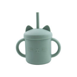 ถ้วยซิลิโคนเกรดอาหารเด็กวัยหัดเดินเป็นมิตรกับสิ่งแวดล้อม Cat Kitten Animal Style