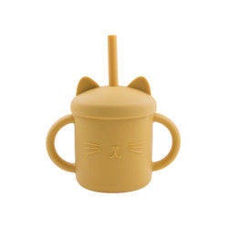 ถ้วยซิลิโคนเกรดอาหารเด็กวัยหัดเดินเป็นมิตรกับสิ่งแวดล้อม Cat Kitten Animal Style