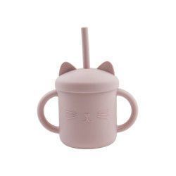 ถ้วยซิลิโคนเกรดอาหารเด็กวัยหัดเดินเป็นมิตรกับสิ่งแวดล้อม Cat Kitten Animal Style