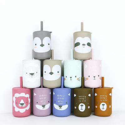 ปลอดสารบีพีเอ Straw Cup แก้วกาแฟซิลิโคนสำหรับเด็กวัยหัดเดินเด็กดื่ม