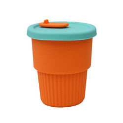 Travel Camp ถ้วยกาแฟซิลิโคนพับได้ 350 มล. พร้อมฝาฟาง