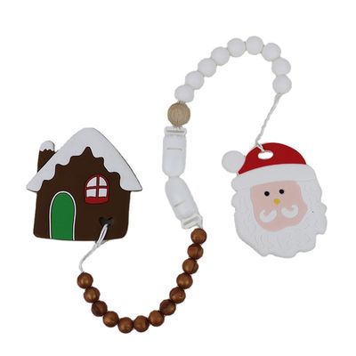 ยางกัดต้นคริสต์มาสซิลิโคน DIY, ลูกปัดยางนุ่มปลอดภัยสำหรับการงอกของฟัน
