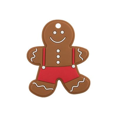 ยางกัดซิลิโคนแบบกำหนดเองสีสันสดใสยางกัด Gingerbread Man เป็นมิตรกับสิ่งแวดล้อมสำหรับเด็ก