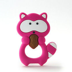 Animal Cat Kitten ซิลิโคนยางกัดเด็ก BPA ฟรีสำหรับเด็กวัยหัดเดินการงอกของฟัน