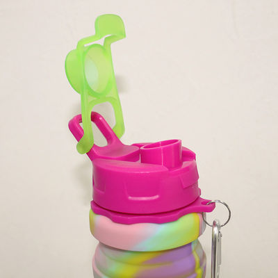 ขวดน้ำซิลิโคนแบบพับได้ปลอดสาร BPA สำหรับกีฬากลางแจ้ง ความจุ 500มล