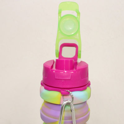ขวดน้ำซิลิโคนแบบพับได้ปลอดสาร BPA สำหรับกีฬากลางแจ้ง ความจุ 500มล