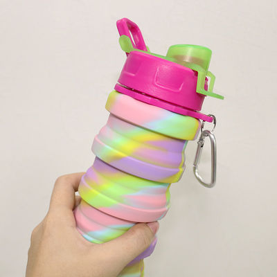 ขวดน้ำซิลิโคนแบบพับได้ปลอดสาร BPA สำหรับกีฬากลางแจ้ง ความจุ 500มล
