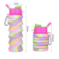 ขวดน้ำซิลิโคนแบบพับได้ปลอดสาร BPA สำหรับกีฬากลางแจ้ง ความจุ 500มล