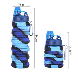 ขวดน้ำซิลิโคนแบบพับได้ปลอดสาร BPA สำหรับกีฬากลางแจ้ง ความจุ 500มล