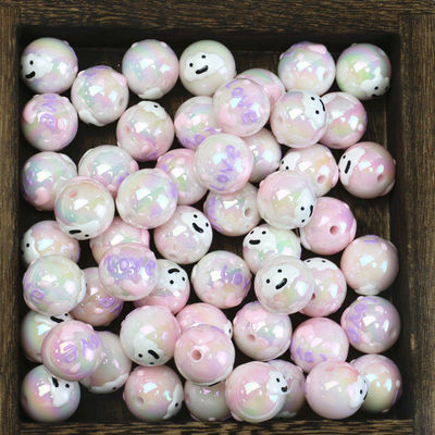 Chunky Gumball สีชมพูจำนวนมาก Bubblegum ลูกปัดอะคริลิกลูกปัดแบบหลวมสำหรับเครื่องประดับ