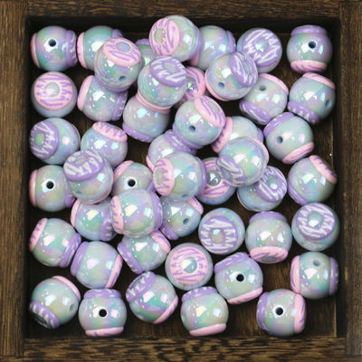 Chunky Gumball สีชมพูจำนวนมาก Bubblegum ลูกปัดอะคริลิกลูกปัดแบบหลวมสำหรับเครื่องประดับ