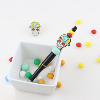 Custom ฮาโลวีนฟักทองกะโหลกศีรษะซิลิโคน Focal Bead สำหรับพวงกุญแจปากกา DIY