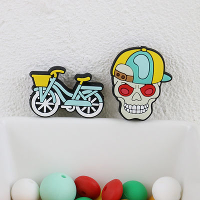 Custom ฮาโลวีนฟักทองกะโหลกศีรษะซิลิโคน Focal Bead สำหรับพวงกุญแจปากกา DIY