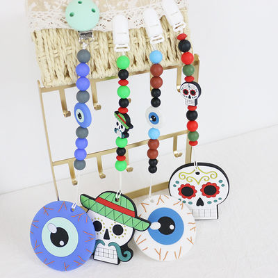 ร้อนขายลูกปัดซิลิโคนฮาโลวีนสำหรับทารก DIY พวงกุญแจการงอกของฟัน