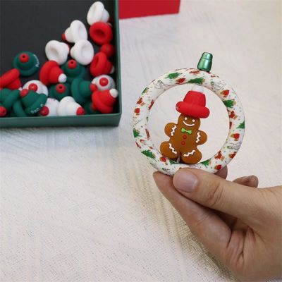 สีซิลิโคน O Ring Beads ปลอดภัยและไม่เป็นพิษ สีซิลิโคน 3D หมวกคริสต์มาส สีซิลิโคน สําหรับเด็ก เด็ก DIY สีสิลิโคน