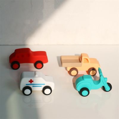 custom and wholesale Safe Silicone Vehicle Toys set for Babies รถกระบะ รถกระบะ รถจักรยานยนต์ ของเล่นรถยนต์