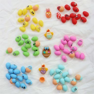 สีซิลิโคนข้อมือฟันด้วยการออกแบบการพิมพ์ตามสั่ง สีซิลิโคนไข่อีสเตอร์ 3 มิติที่มีเปลือกเปลือก