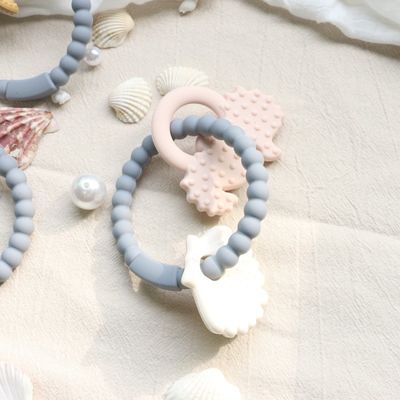 ฟู้ดเกรดซิลิโคนเด็ก Teether ด้วยการออกแบบไม่เป็นพิษและการจับมือง่าย BPA ฟรีซิลิโคนฟันแหวน
