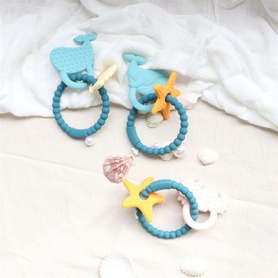 ฟู้ดเกรดซิลิโคนเด็ก Teether ด้วยการออกแบบไม่เป็นพิษและการจับมือง่าย BPA ฟรีซิลิโคนฟันแหวน